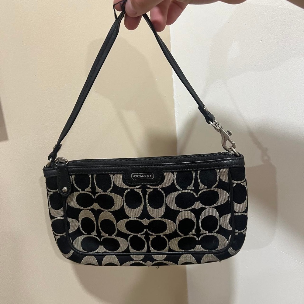 Y2K 2000s Coach Signature Cs Monogram Stripe Pouchette Mini Bag / Wristlet